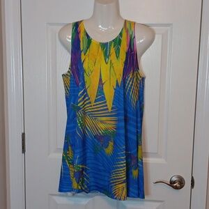 Guy Harvey Women's Size L Mini Tropical Dress Tunic Sleeveless Blue Yellow